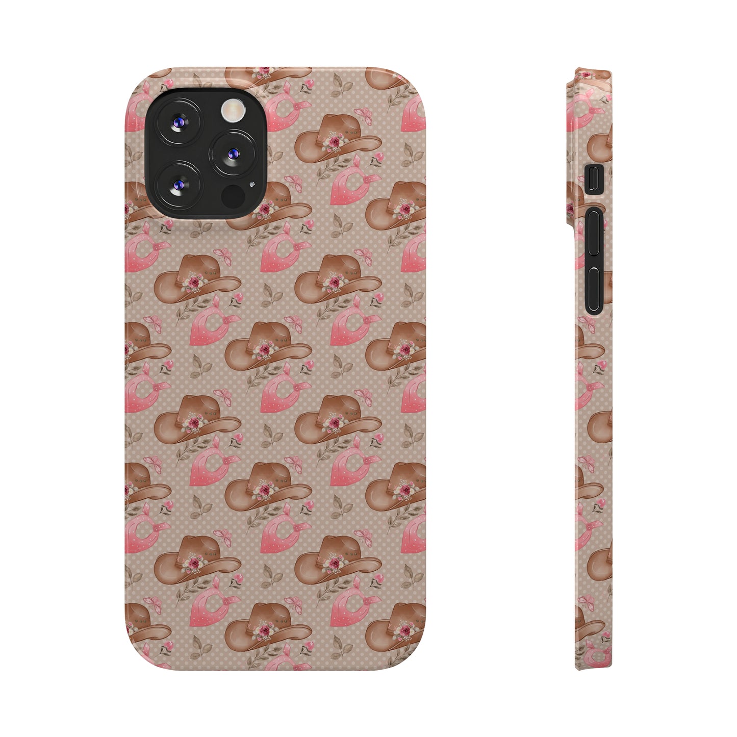 Western Cowgirl Hat with Flowers Iphone 15-12 Slim Phone Case