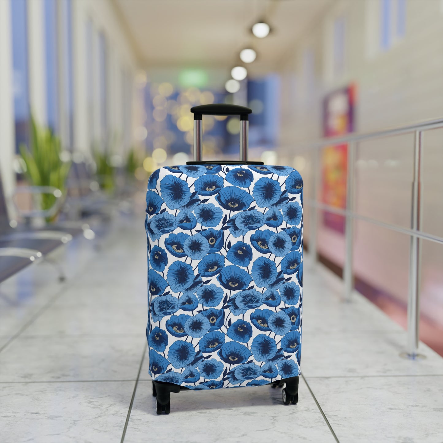 Vivid Blooms Bright Blue Poppies Design  - Luggage Protector and Cover 3 Sizes