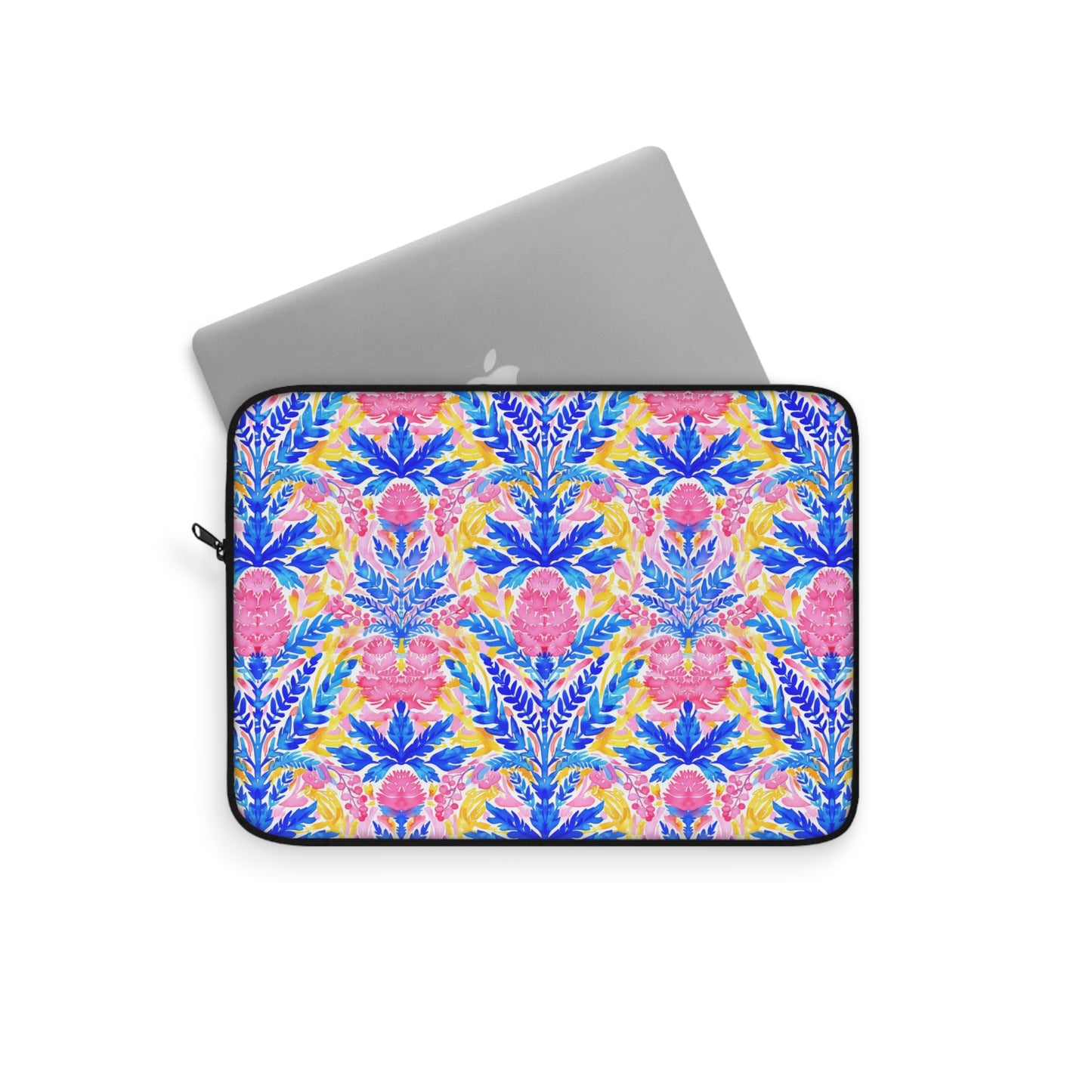 Tropical Watercolor Blooms in Vibrant Pinks and Blues Laptop or Ipad Protective Sleeve 3 Sizes Available