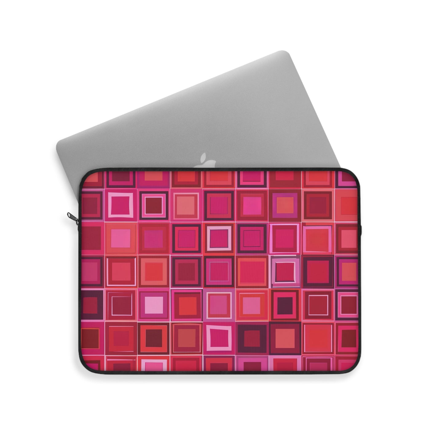 Retro Chic Geometric Bold Pink and Red Squares Laptop or Ipad Protective Sleeve 3 Sizes Available