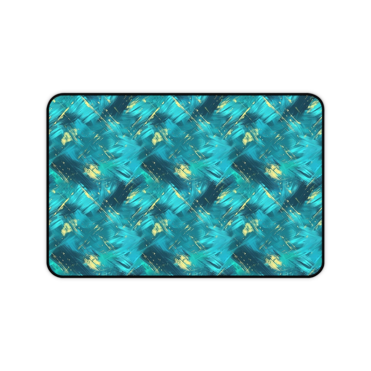 Vibrant Teal and Gold Abstract Brushstroke Pattern Extended Gaming Mouse Pad  Desk Mat  - 3 Sizes