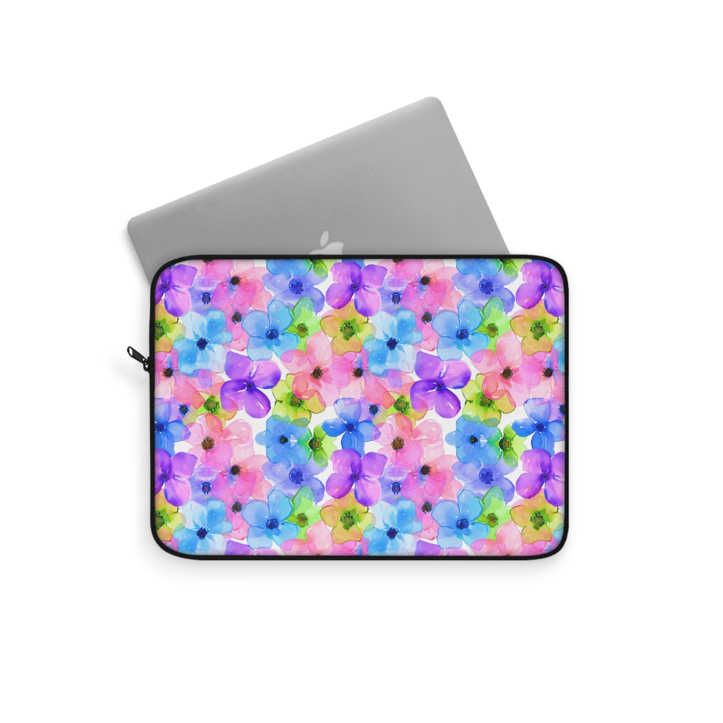 Prismatic Garden: Luminous Pink, Purple, and Blue Blossoms Laptop or Ipad Protective Sleeve 3 Sizes Available