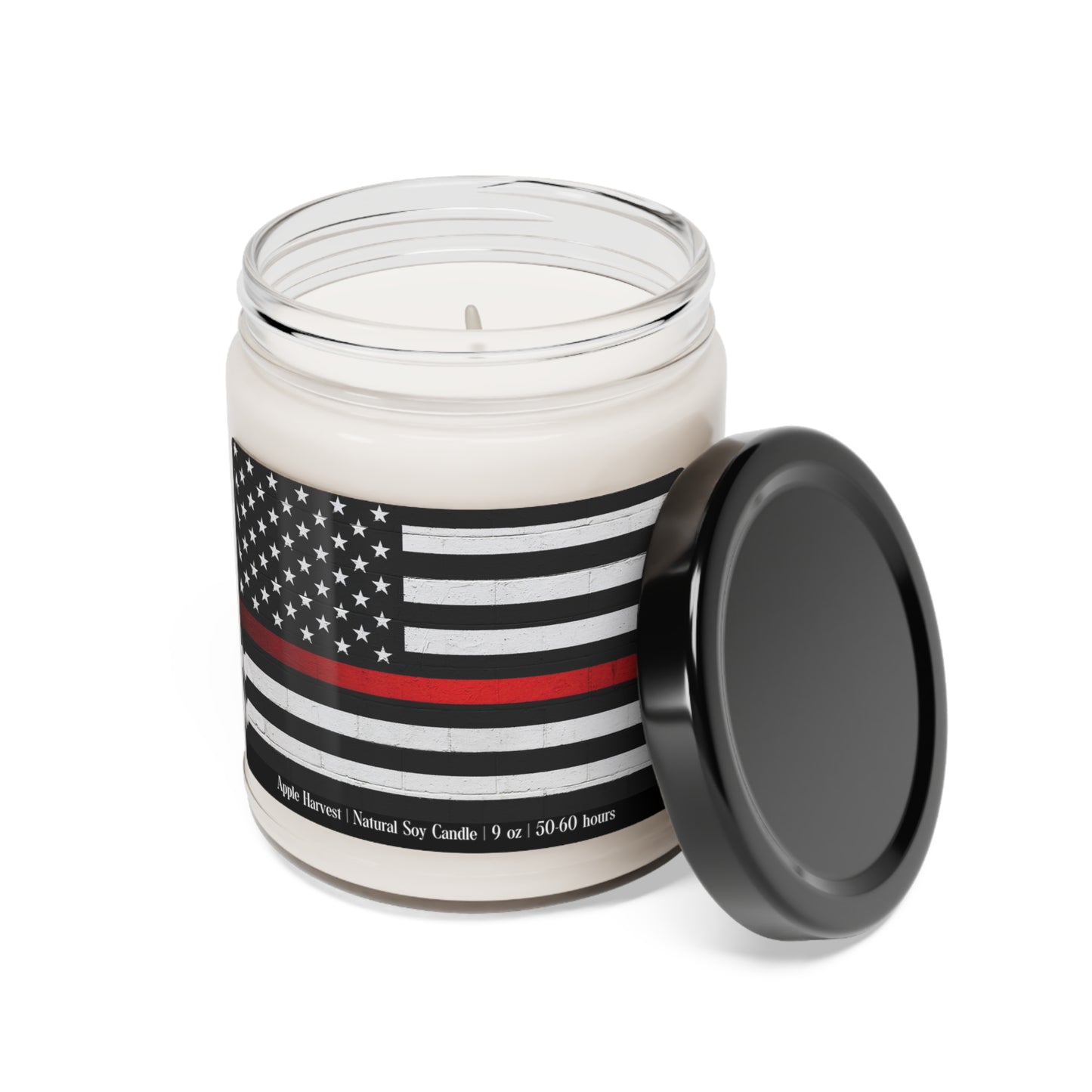 Firefighter Solidarity Support Thin Red Line Black American Flag Scented Soy 9oz Candle in 9 Amazing Scents