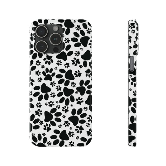 Black Animal Paw Prints Iphone 15-12 Slim Phone Case