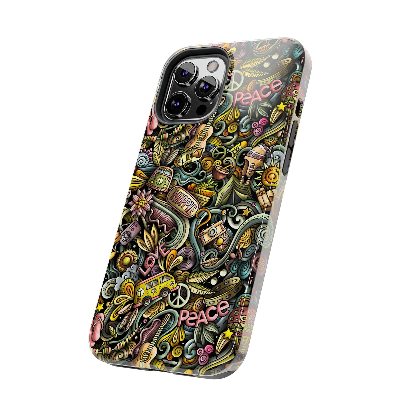 Peace, Love & VW Fun Cartoon Design Iphone Tough Phone Case