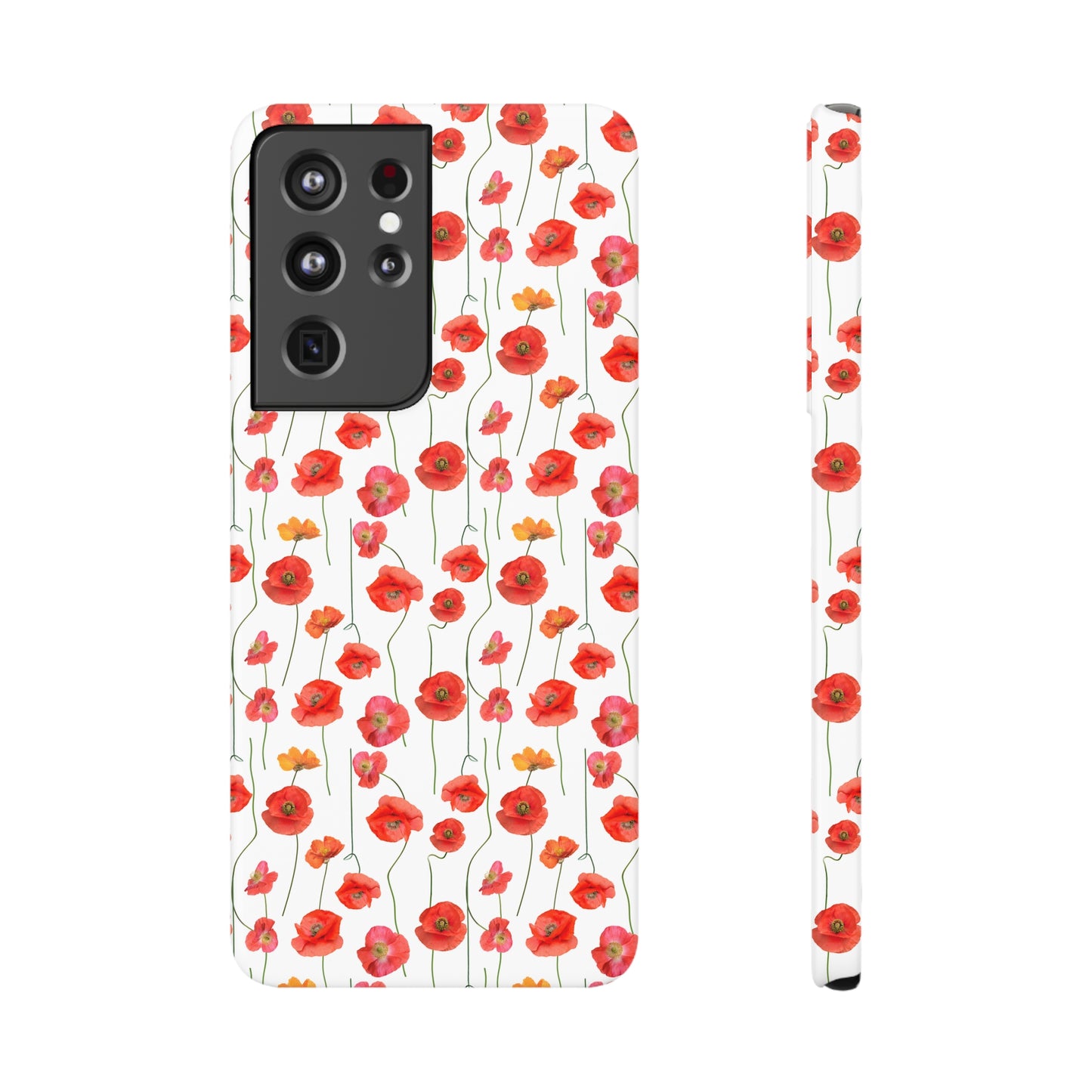 Vivid Elegance: Bright Red Poppies on a White Background Samsung Slim Cases