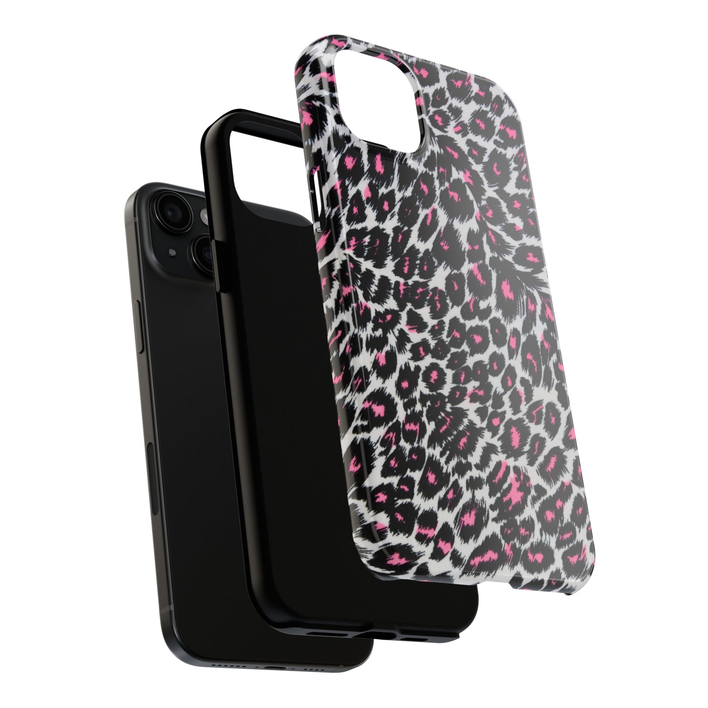 Fierce Femininity Pink and Black Leopard Print Iphone Tough Phone Case