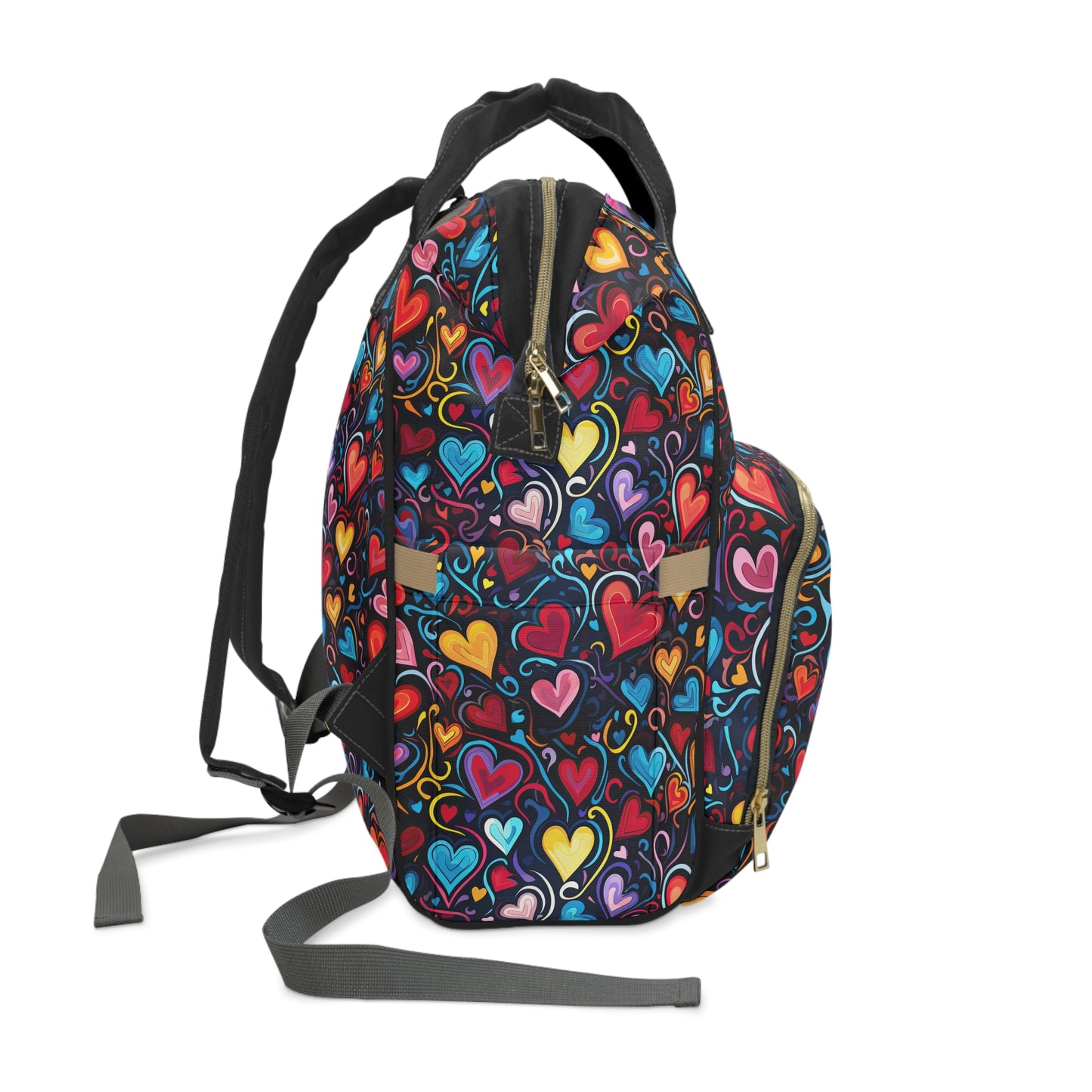 Whimsical Colorful Heart Design Multifunctional Diaper Backpack