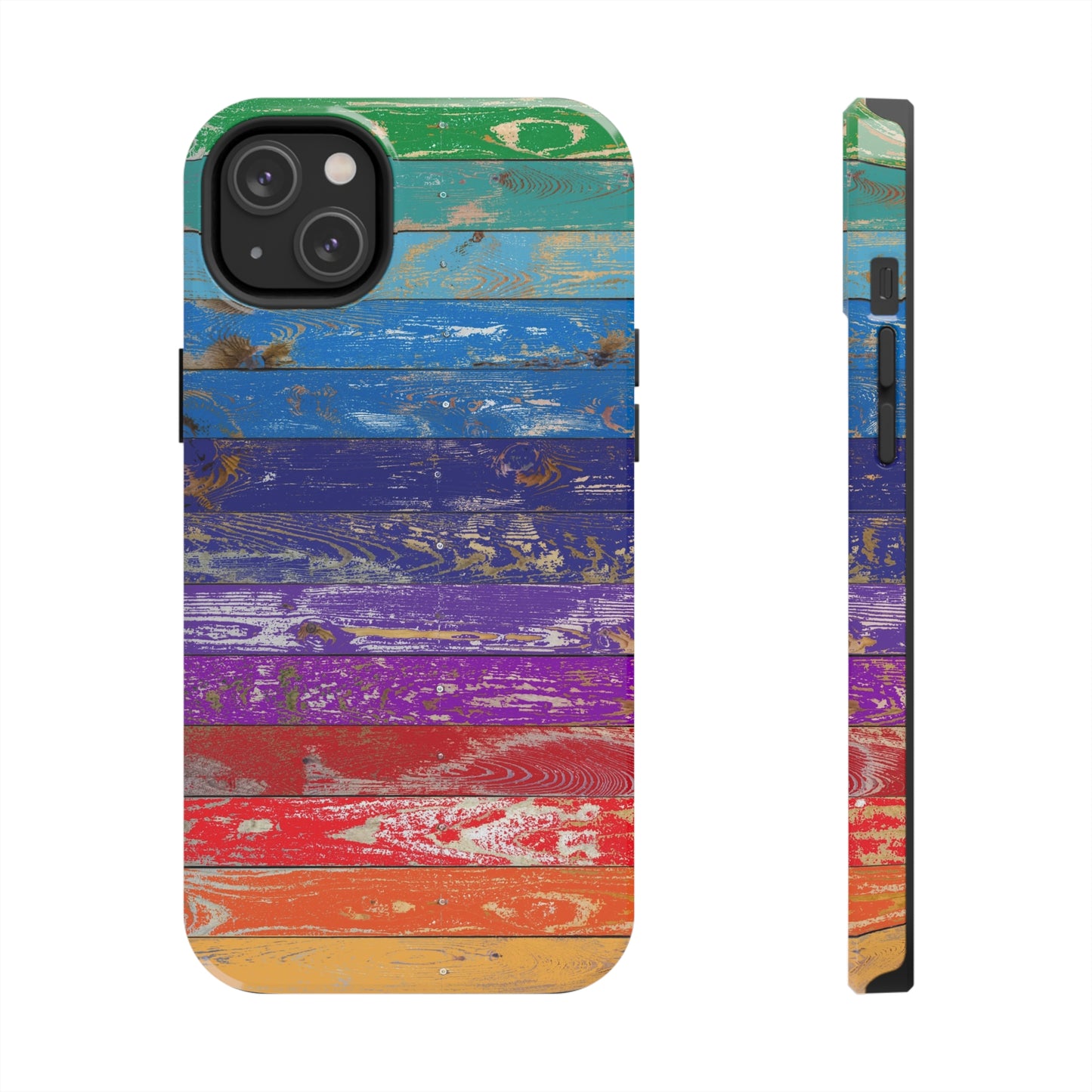 Rainbow Wood Planks Iphone Tough Phone Case