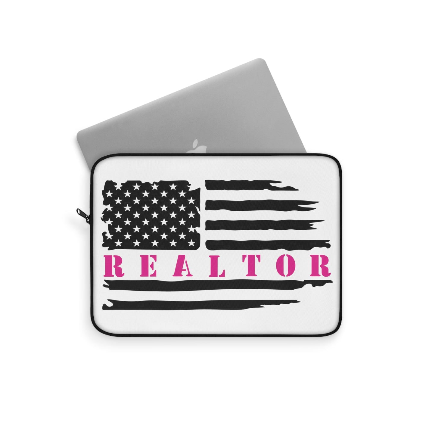 American Flag & Realtor Black & Pink Laptop or Ipad Protective Sleeve 3 Sizes