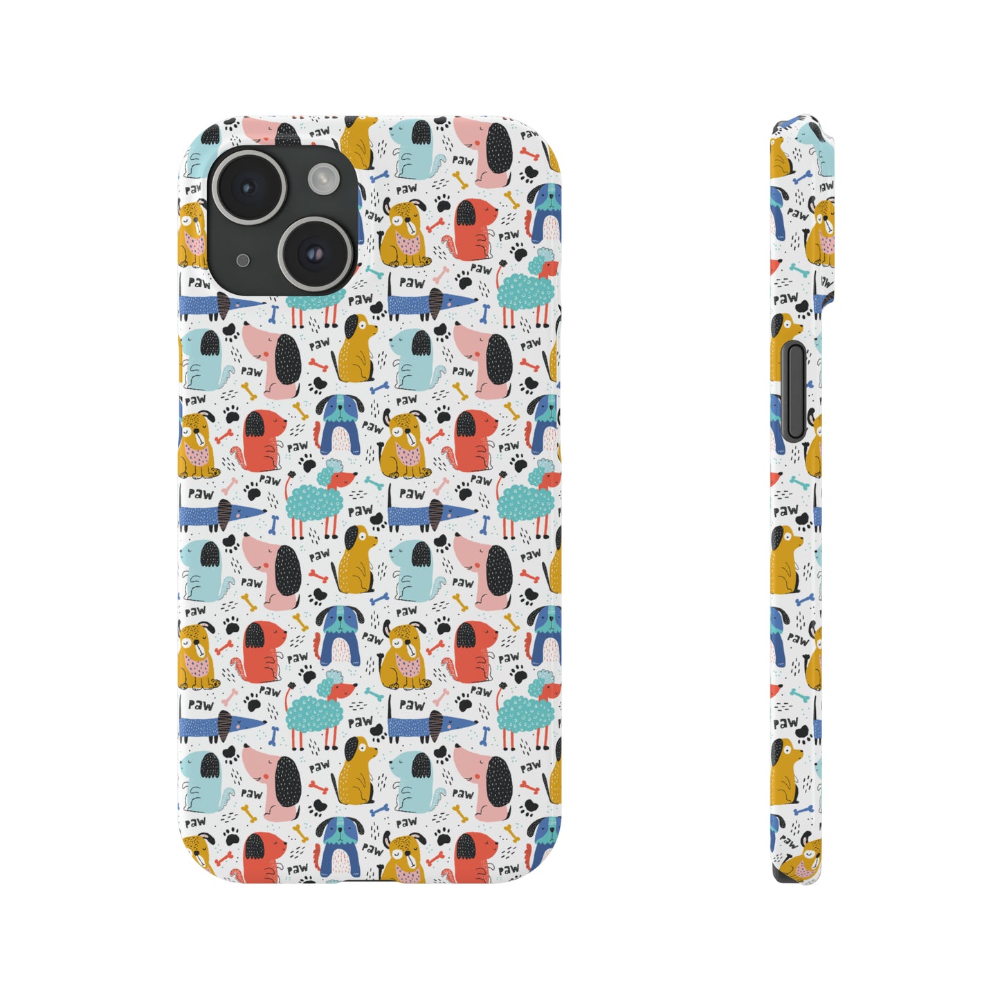 Playful Pups: Colorful Cartoon Dogs Iphone 15-12 Slim Phone Case