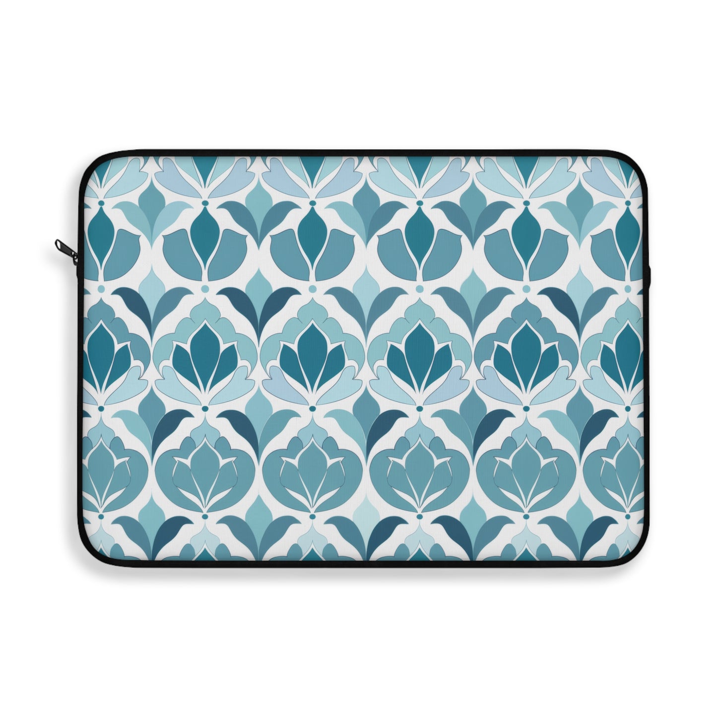 Serene Floral Pattern in Shades of Aqua and Teal, Forming Graceful Botanical Motifs Laptop or Ipad Protective Sleeve 3 Sizes Available