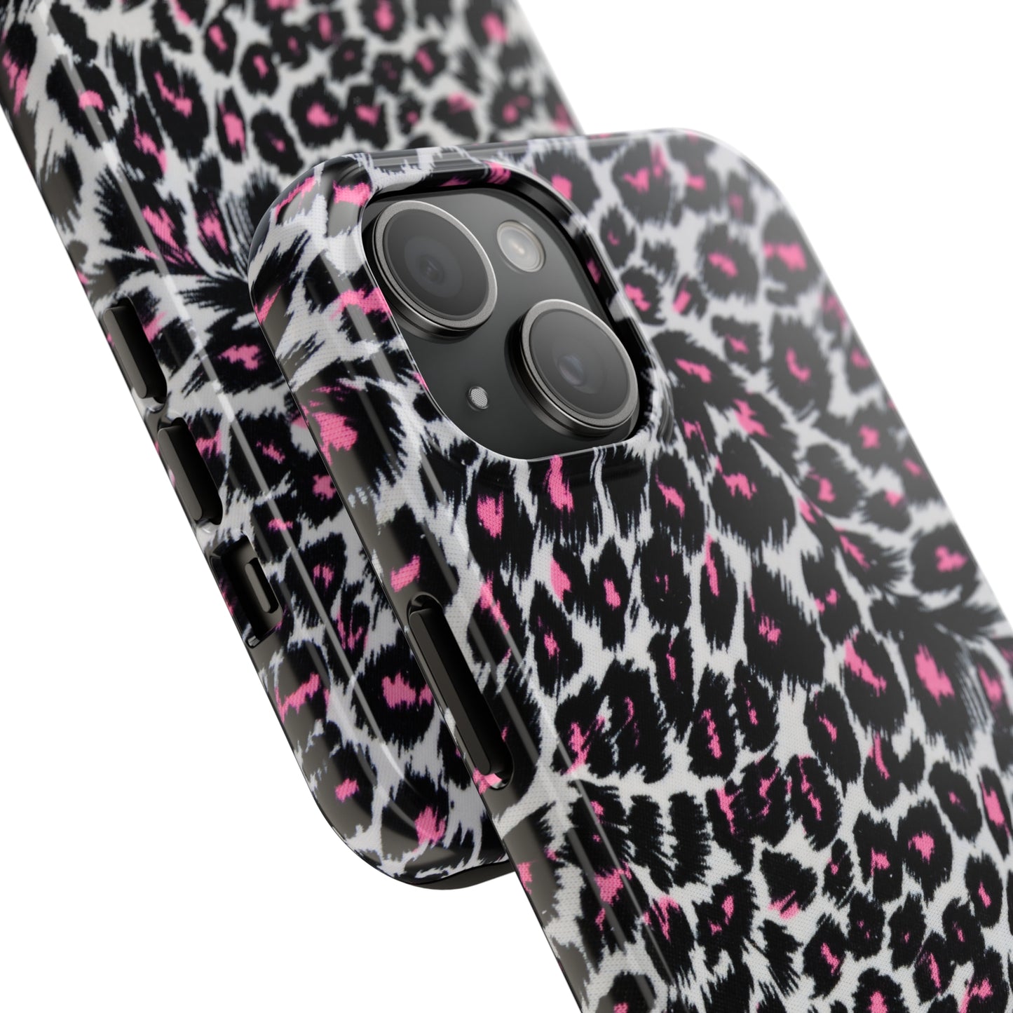 Fierce Femininity Pink and Black Leopard Print Iphone Tough Phone Case