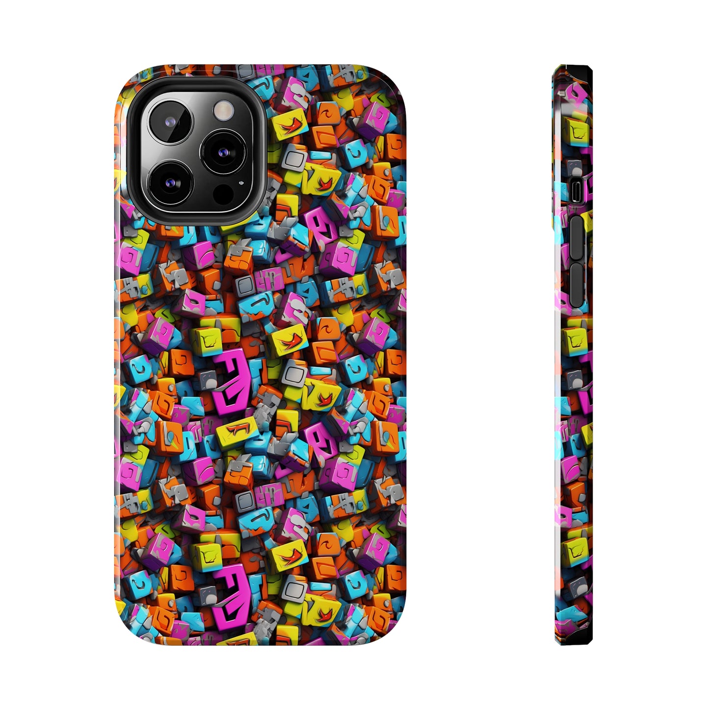 3D Abstract Colorful Block Design Iphone Tough Phone Case