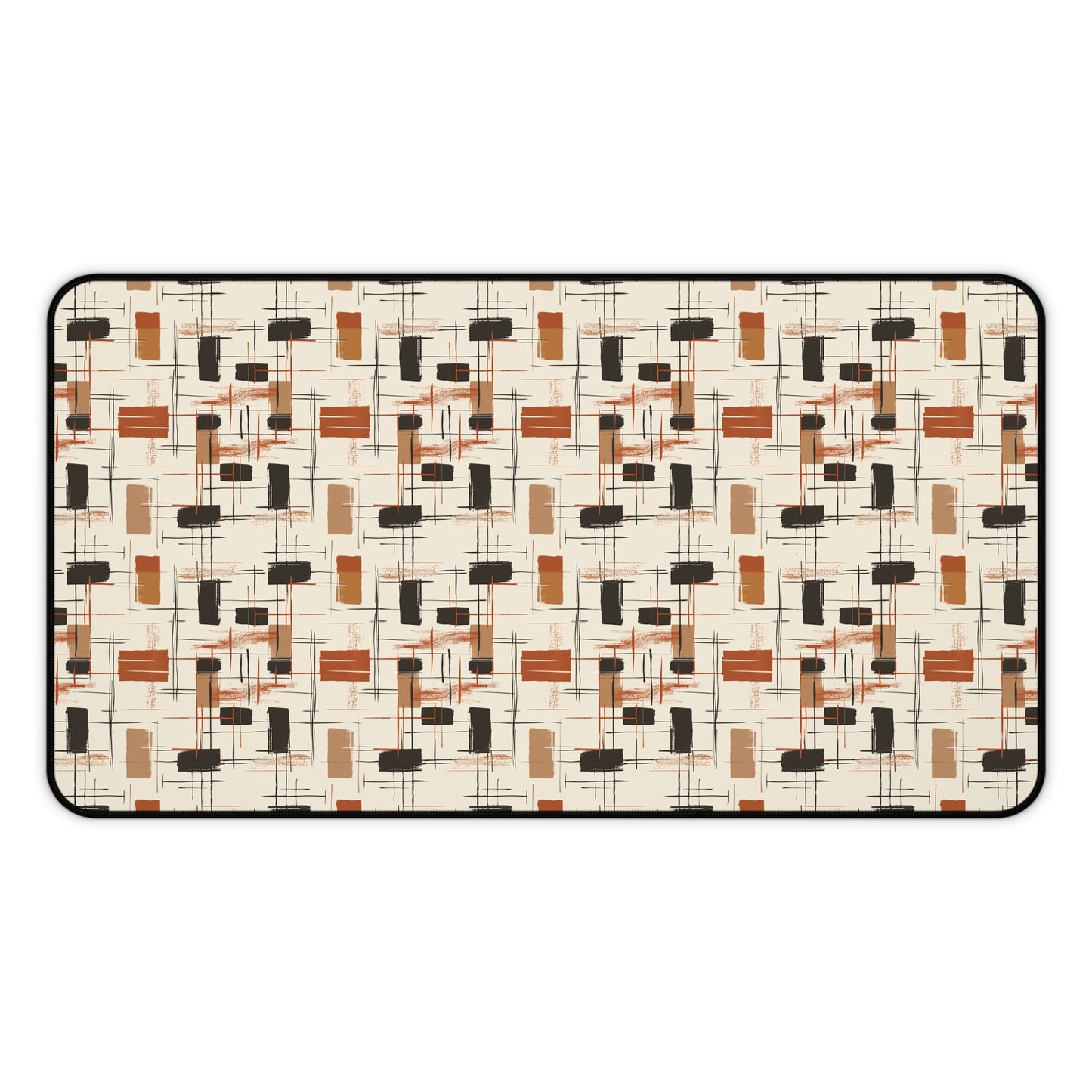 Modern Artistry in Bold and Minimalistic Pattern in a Palette of Black, Dark Orange, and Beige Extended Gaming Mouse Pad  Desk Mat  - 3 Sizes