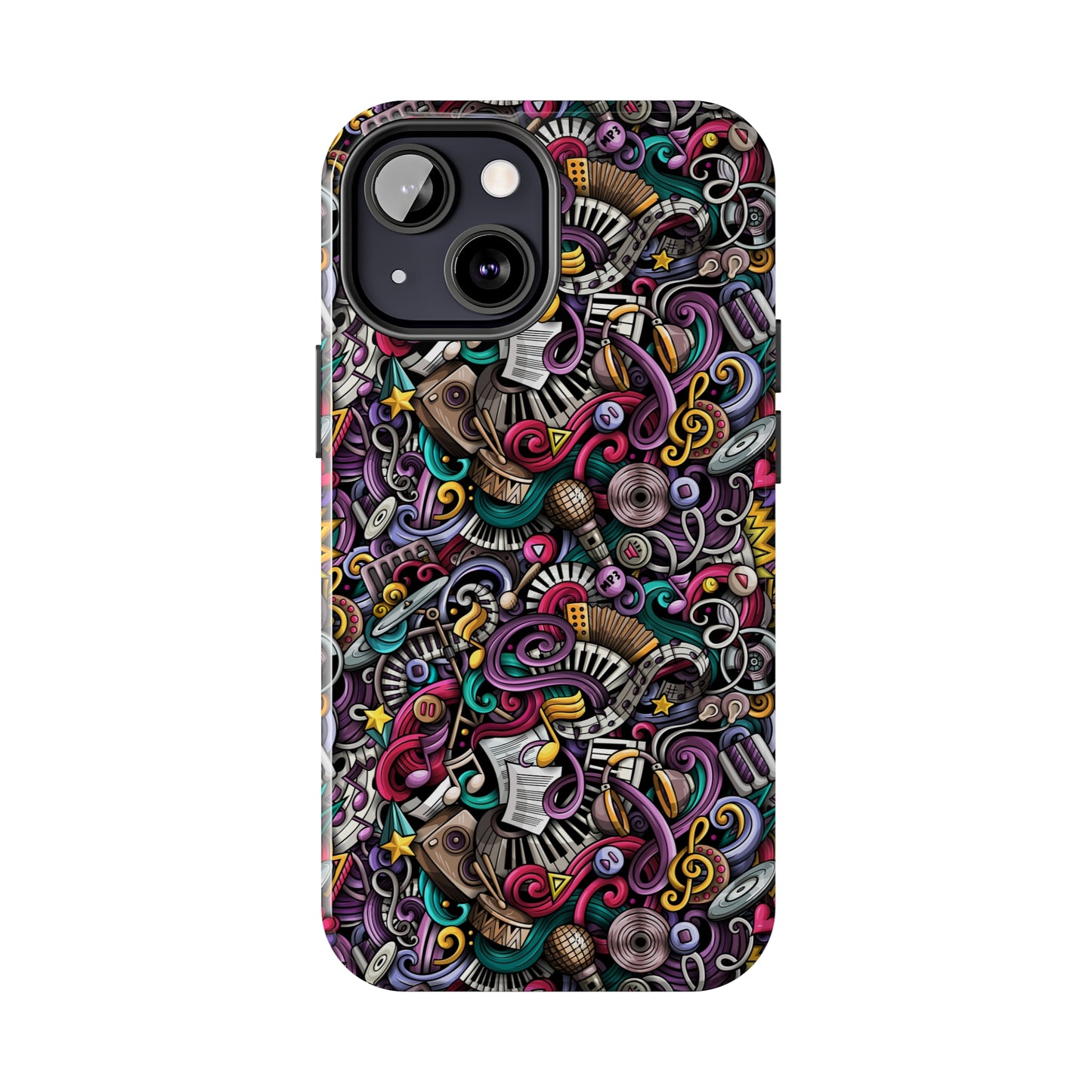 Musical Notes, Sheet Music, Swirls Cartoon Design Iphone Tough Phone Case