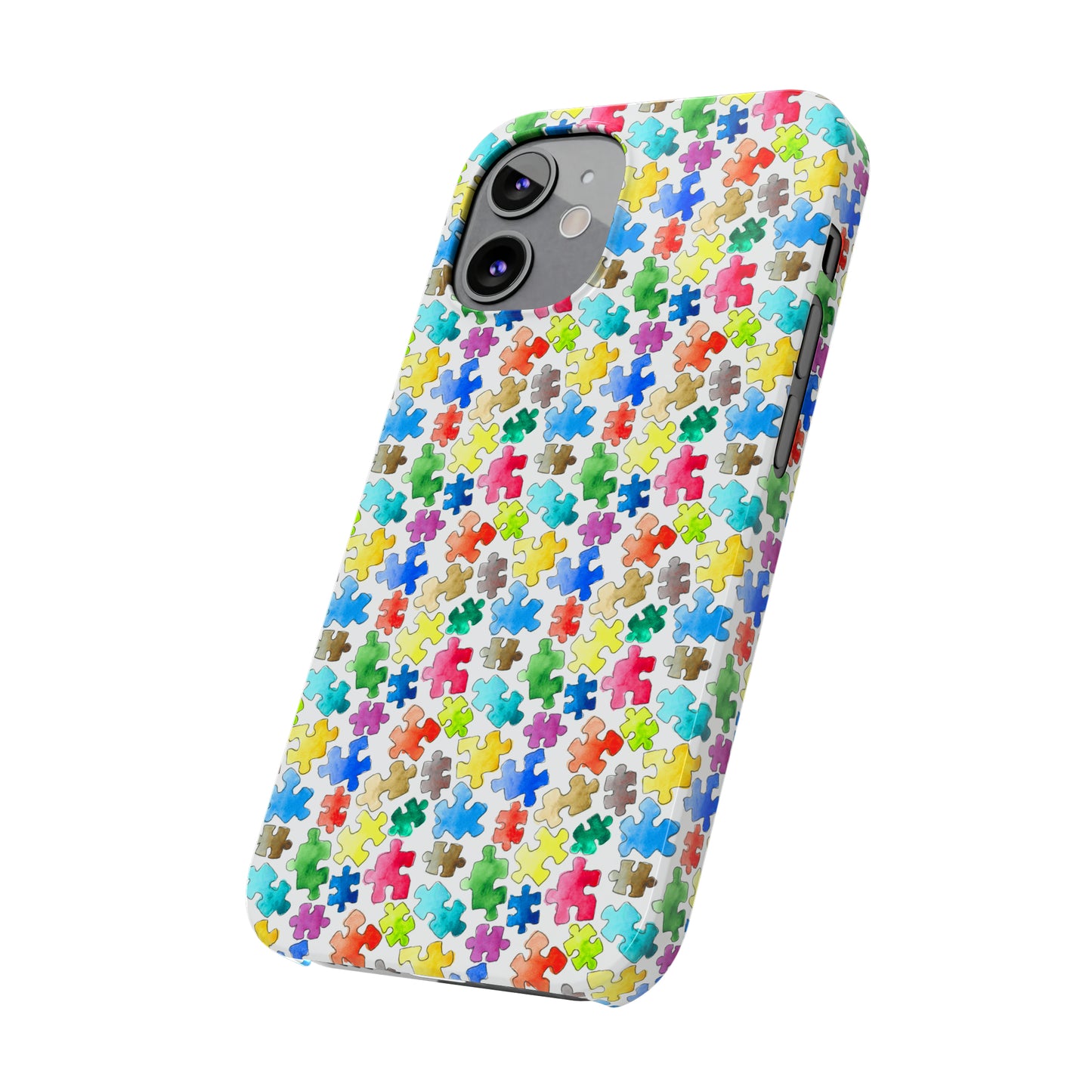 Rainbow Puzzle Pieces Iphone 15-12 Slim Phone Case