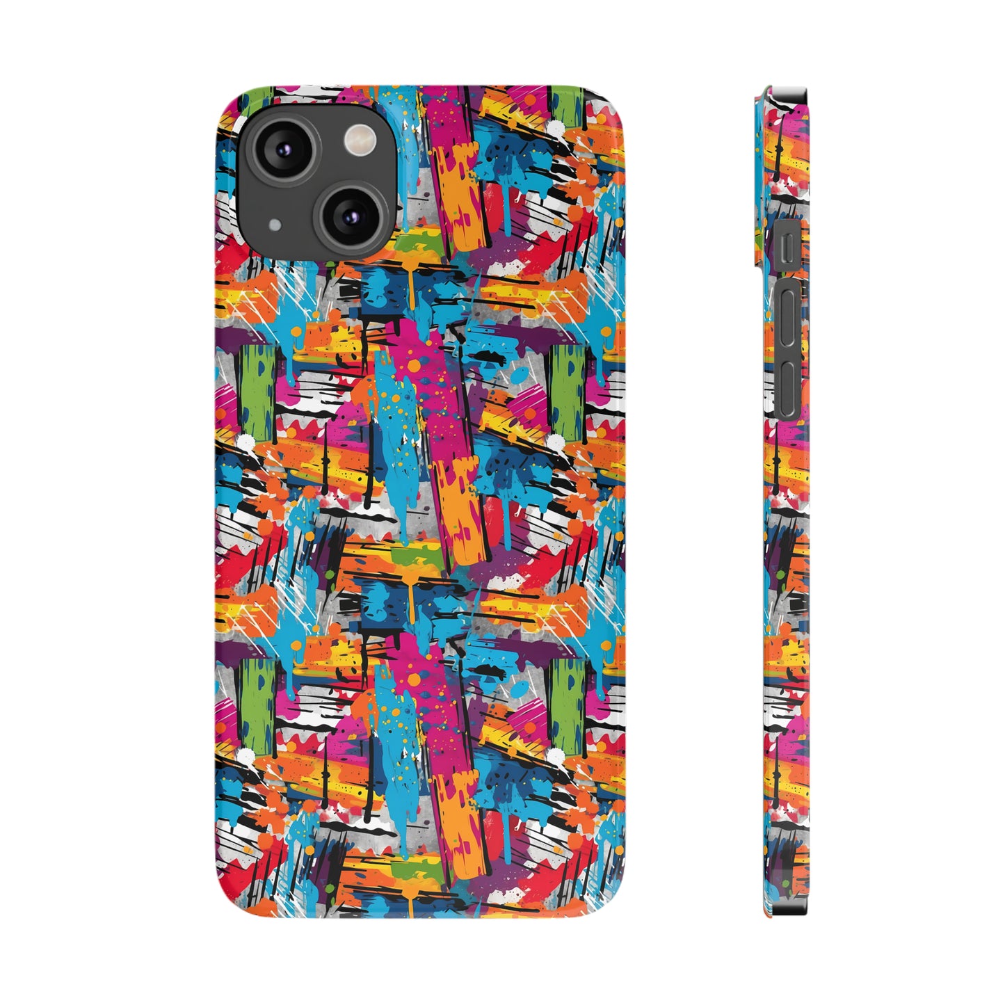 Abstract Brush Painted Colorful Design Iphone 15-12 Slim Phone Case