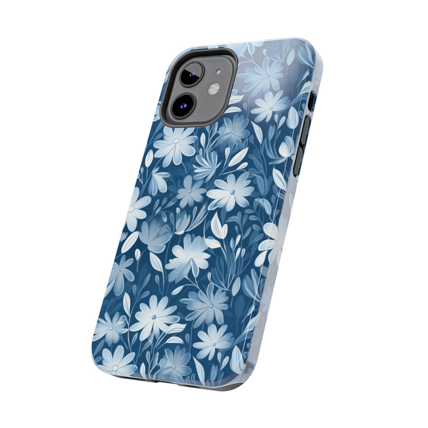 Gentle Elegance: Soft Muted Blue Flower Design Iphone Tough Phone Case