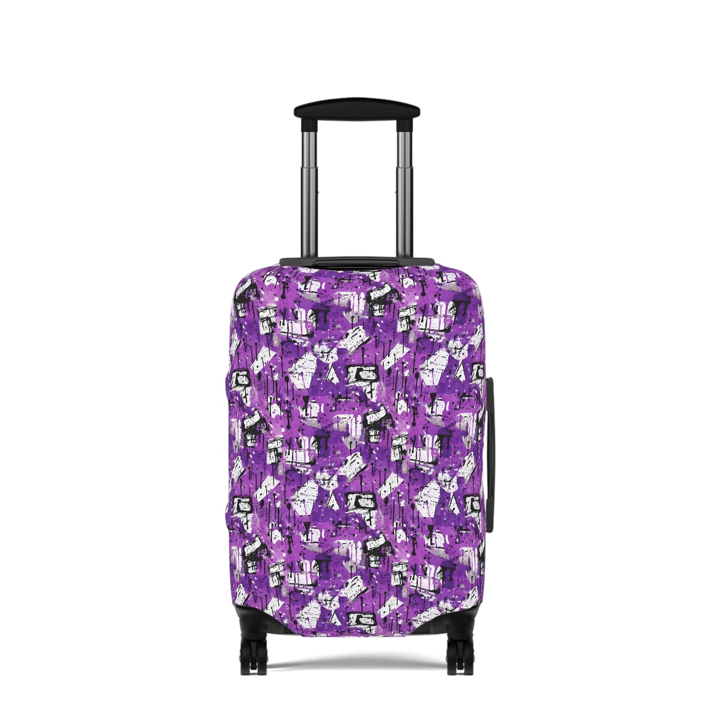 Black, White and Purple Graffiti Abstract Art  - Luggage Protector and Cover 3 Sizes