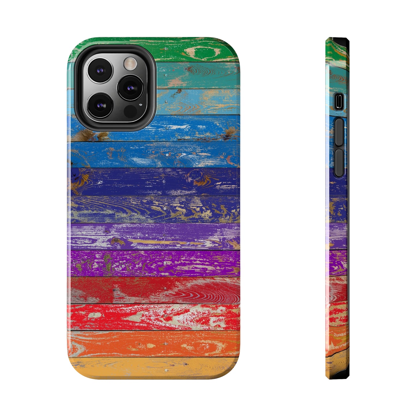 Rainbow Wood Planks Iphone Tough Phone Case