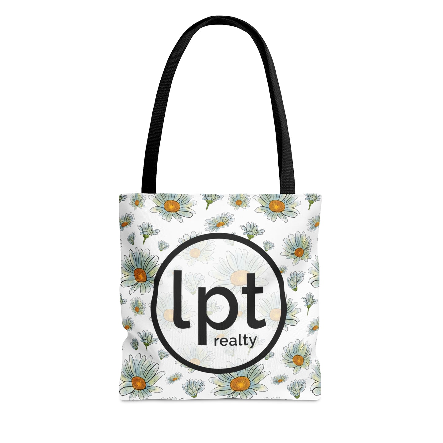 LPT Realty Logo on Watercolor Daisies Design - Canvas Tote 3 Sizes