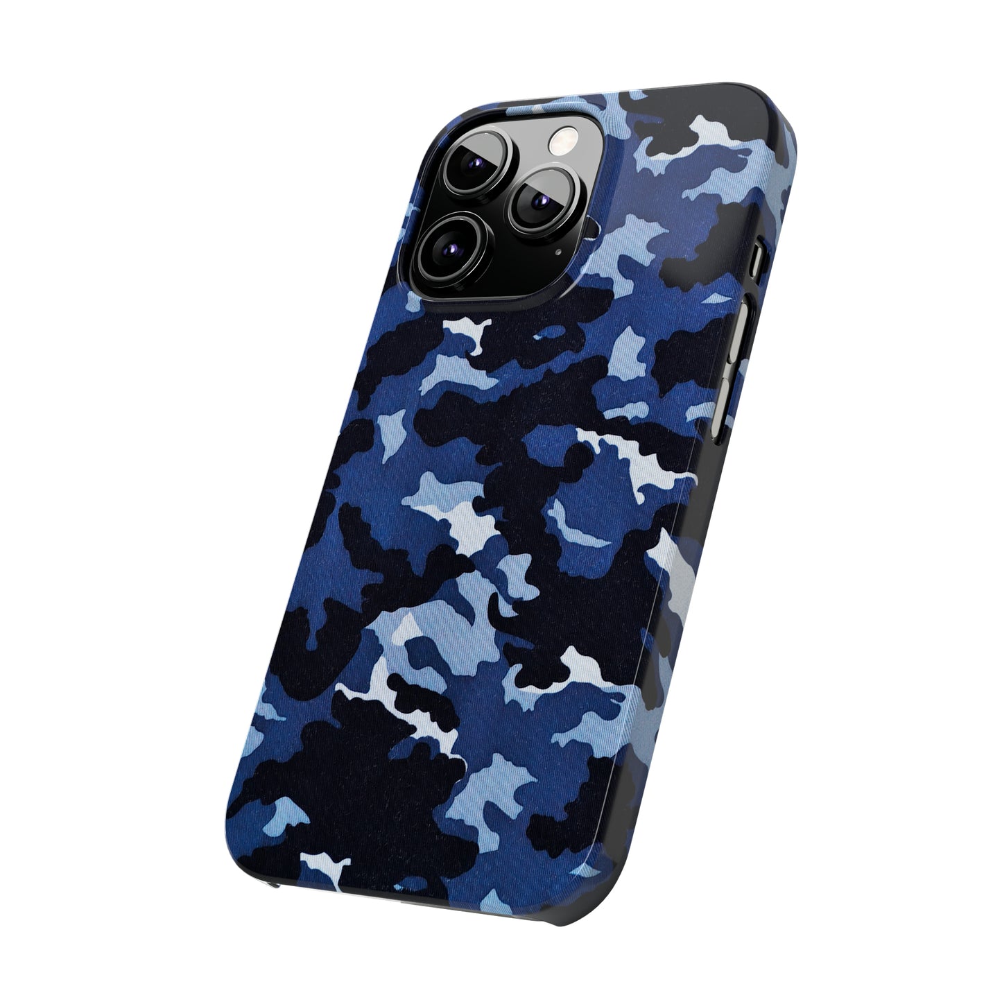 Deep Sea Concealment: Navy Blue Camouflage Iphone 15-12 Slim Phone Case