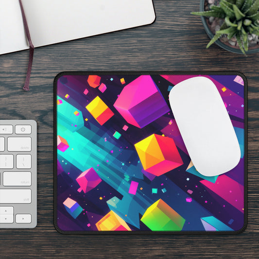 Abstract Colorful Cube Explosion Gaming Mouse Pad with Finished Edges