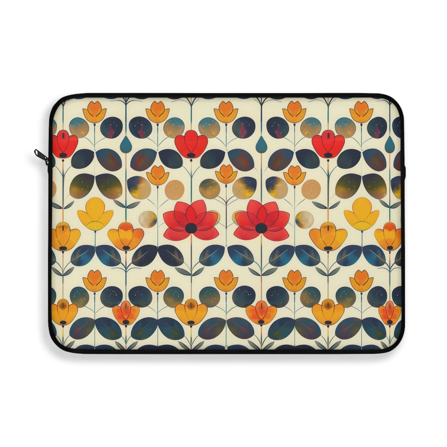 Whimsical Yellow, Red, and Blue Flower Design Laptop or Ipad Protective Sleeve 3 Sizes Available