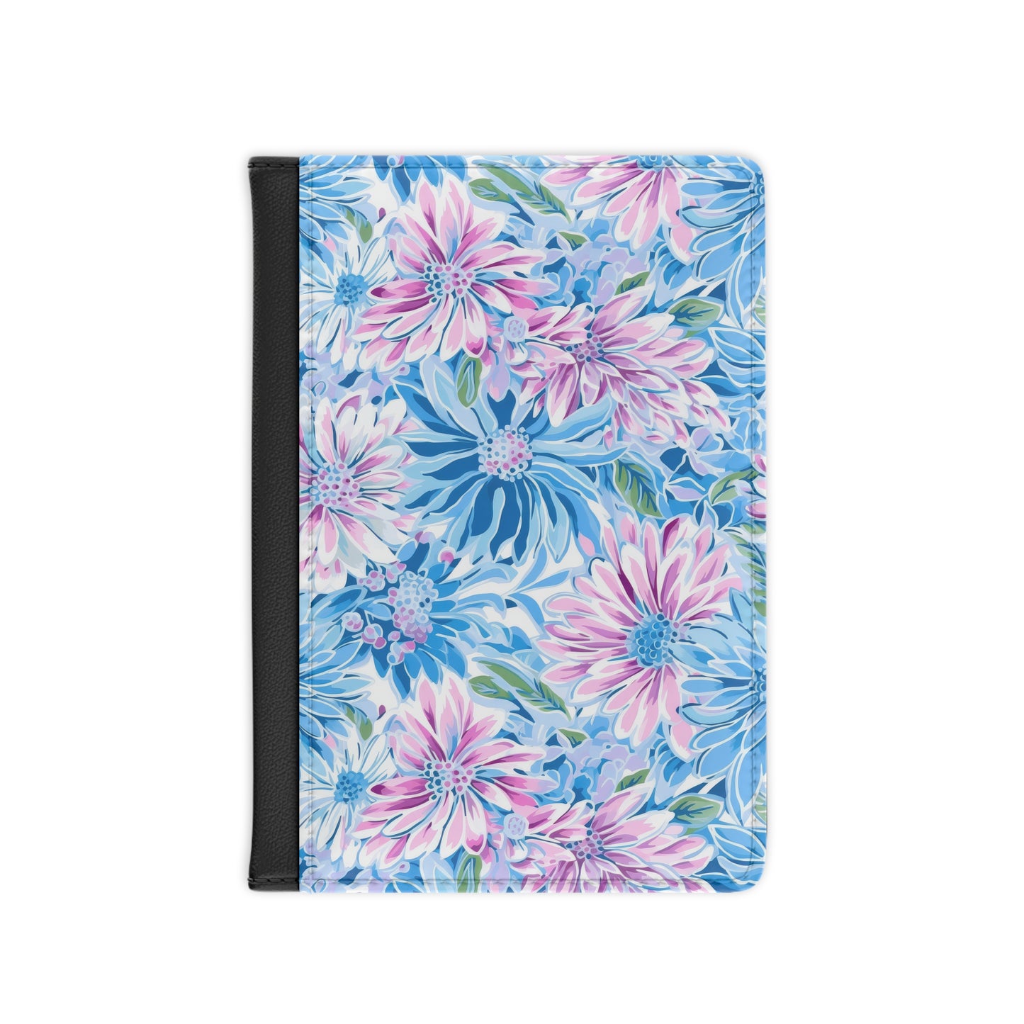 Pastel Blossom Symphony: Spring Flowers in Soft Pink and Blue Hues - Passport Cover Faux Leather RFID Blocking