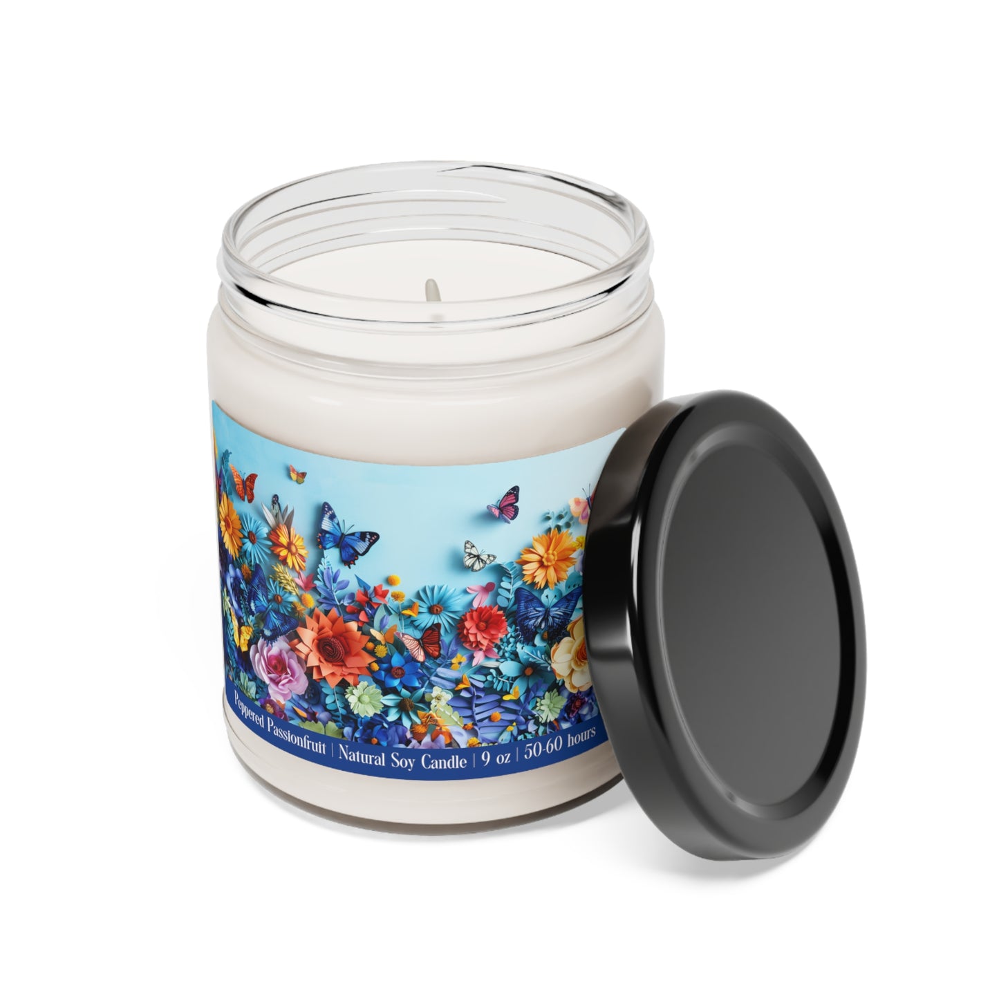 Fluttering Beauties: Paper Sculpted Vibrant Butterflies and Flowers Scented Soy 9oz Candle in 9 Amazing Scents