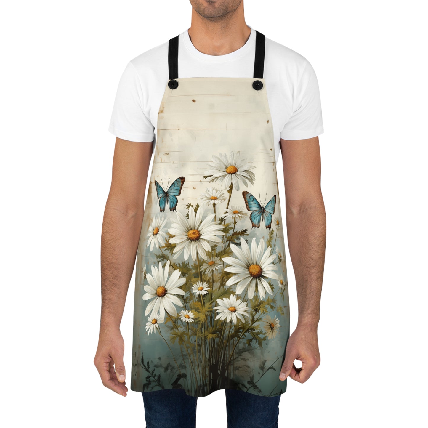 Rustic Farmhouse Daisy and Butterfly Design - Kitchen Chef Apron