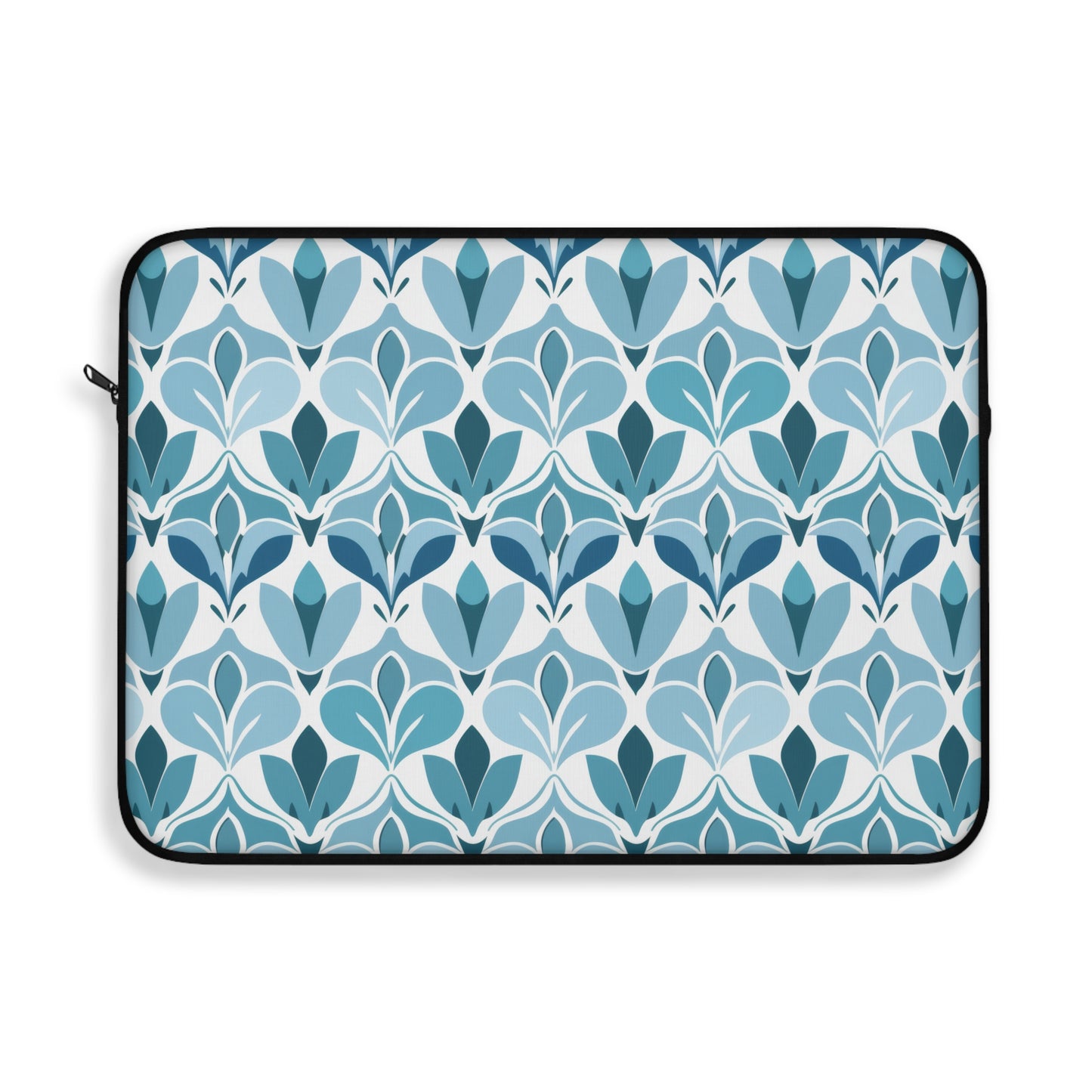 Elegant Floral Pattern in Shades of Aqua and Teal, Forming Graceful Botanical Motifs Laptop or Ipad Protective Sleeve 3 Sizes Available