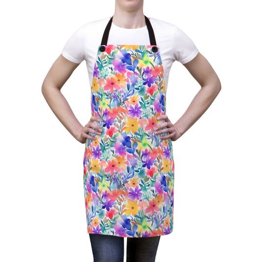 Radiant Watercolor Blooms: Bright and Vivid Floral  Design - Kitchen Chef Apron