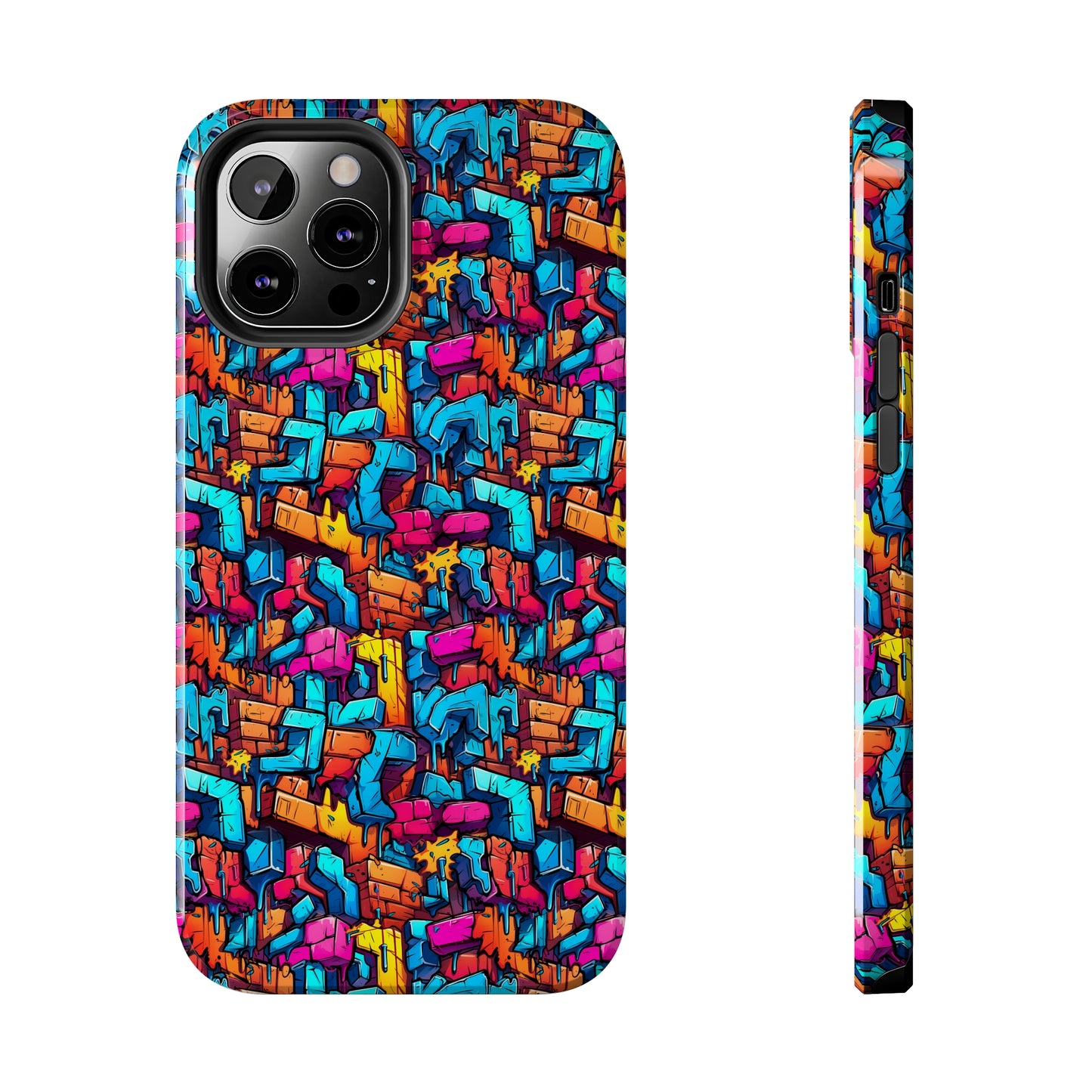 3D Rainbow Colored Graphic Blocks Design Iphone Tough Phone Case