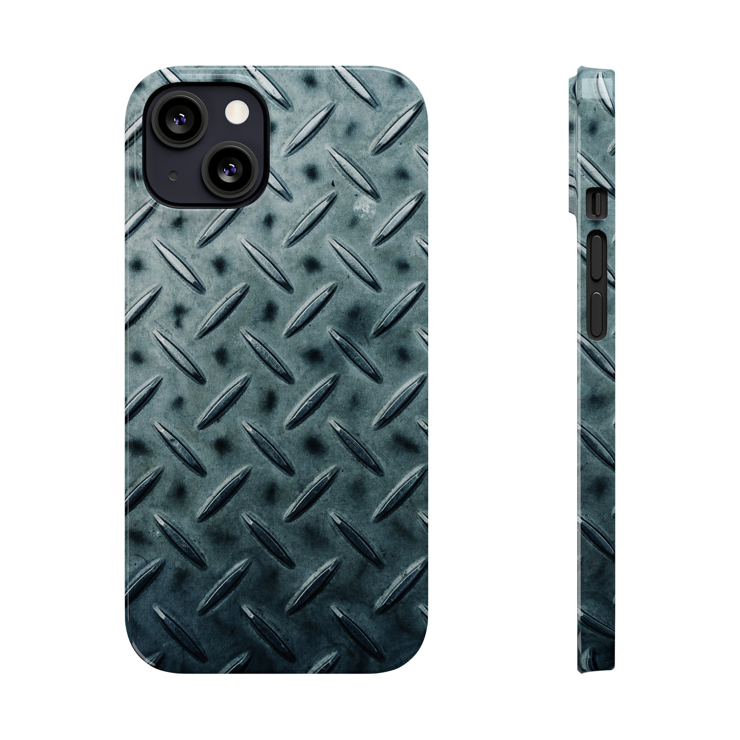 Blue Steel Diamond Plate Design Iphone 15-12 Slim Phone Case