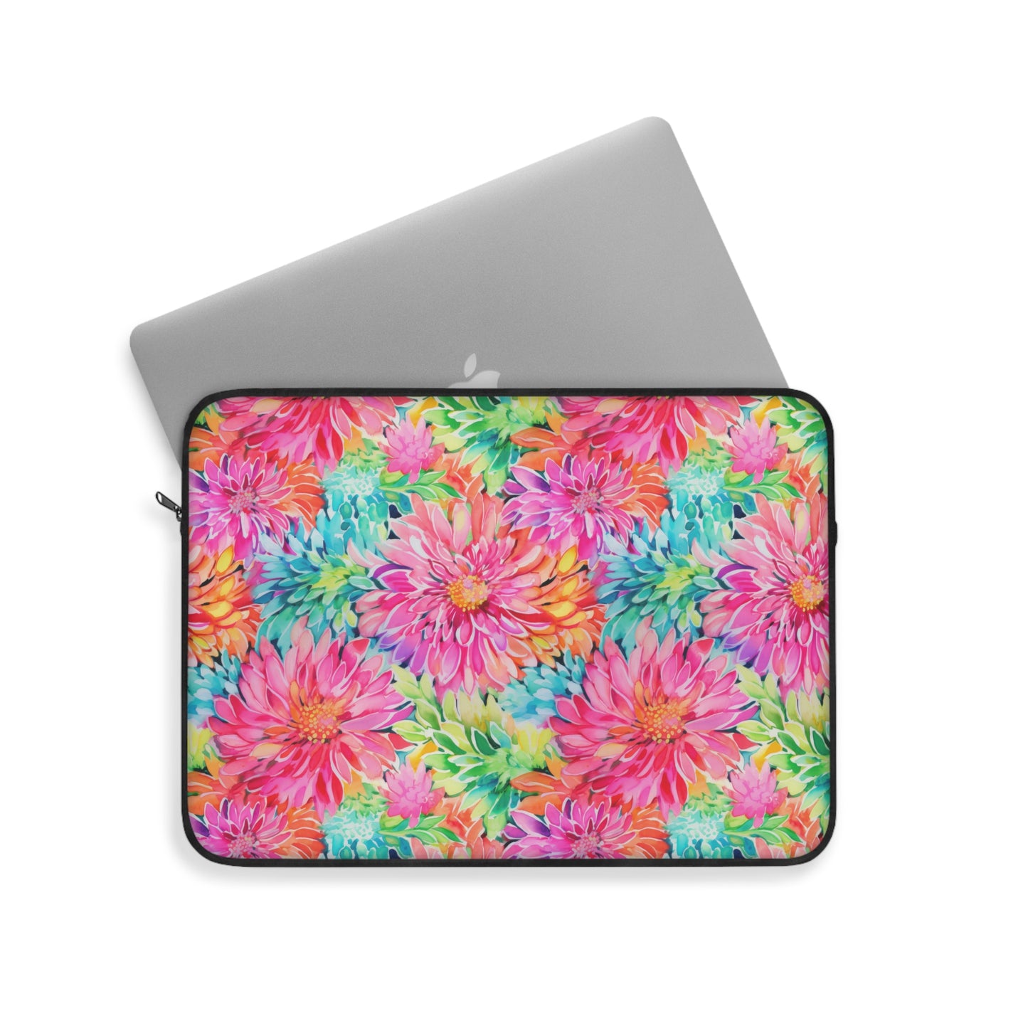 Blooming Spectrum: Large Vibrant Watercolor Flowers in Full Bloom Laptop or Ipad Protective Sleeve 3 Sizes Available