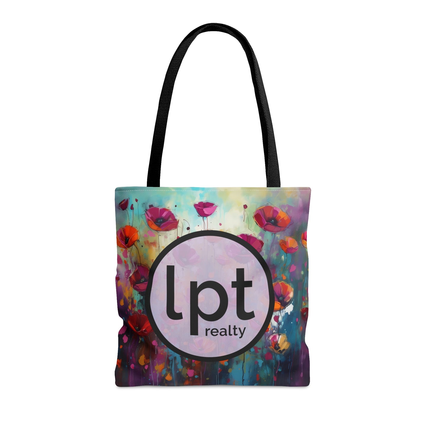 LPT Realty Logo on Field of Pink Wildflowers - Canvas Tote 3 Sizes