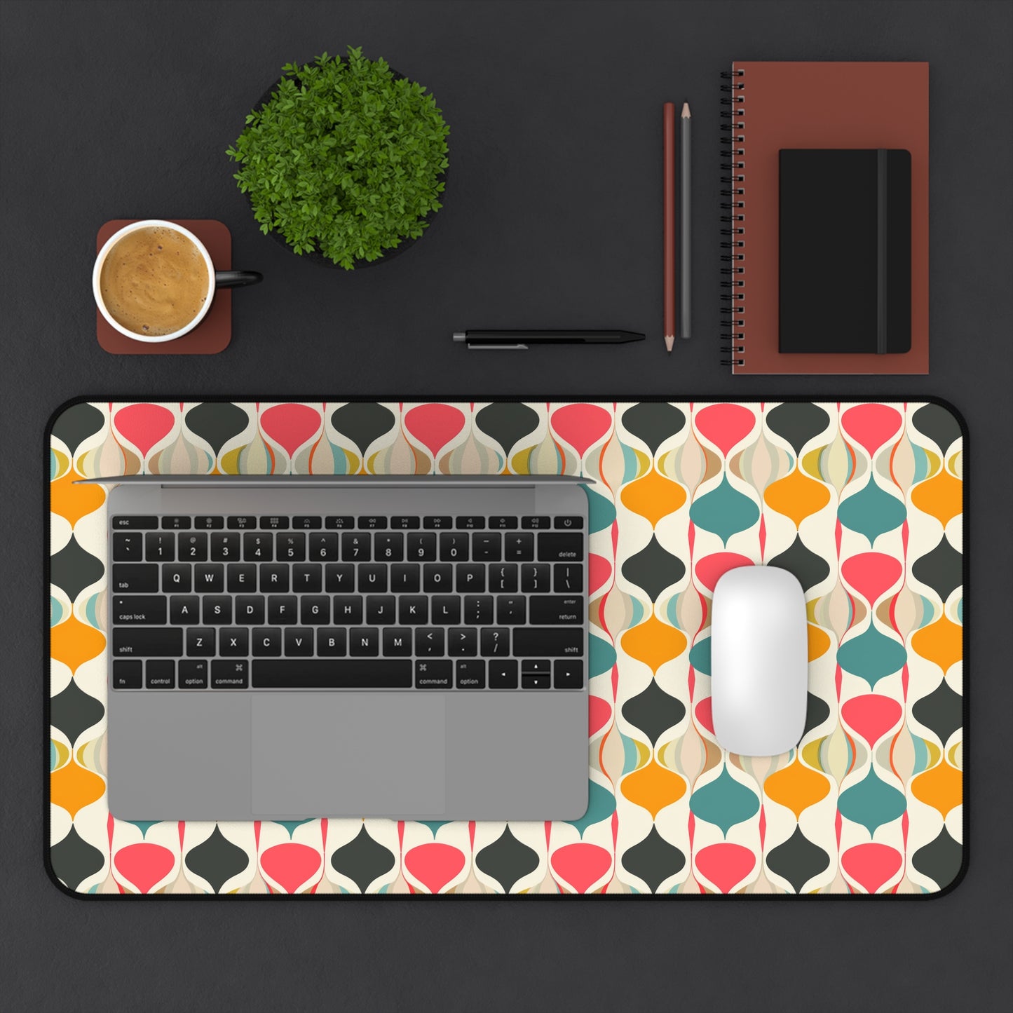 Retro Spring Vibes Mid-Century Modern Pattern in Vibrant Colors Gaming Mouse Pad  Desk Mat  - 3 Sizes