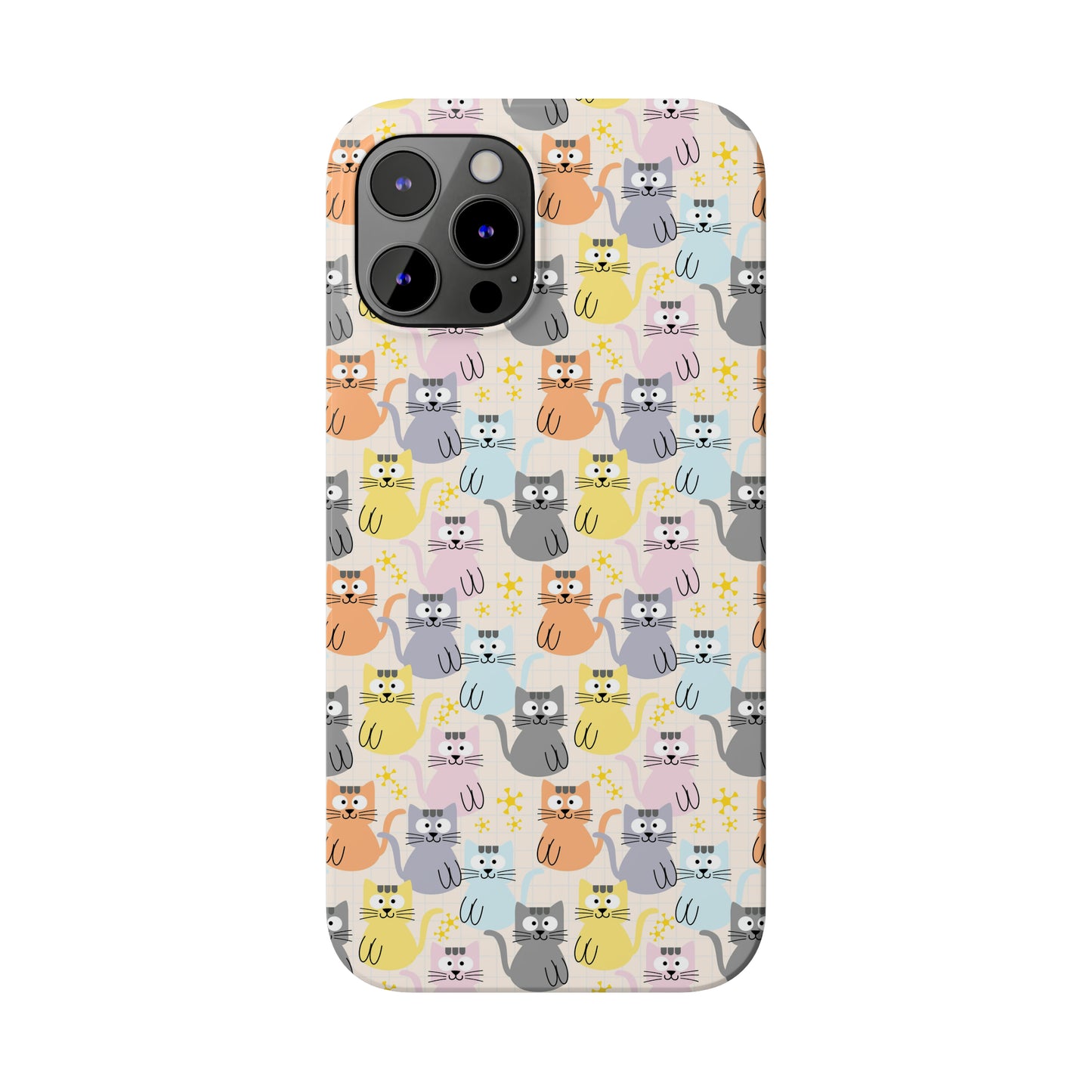 Adorable Cartoon Kitties: Pastel-Colored and Overflowing with Cuteness Iphone 15-12 Slim Phone Case