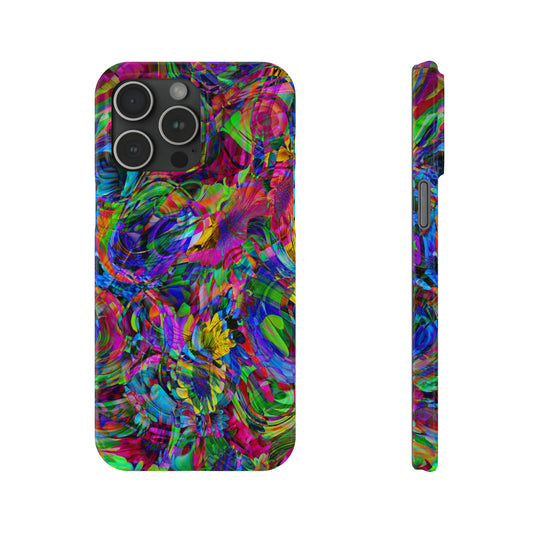 Rainbow Swirls Design Iphone 15-12 Slim Phone Case