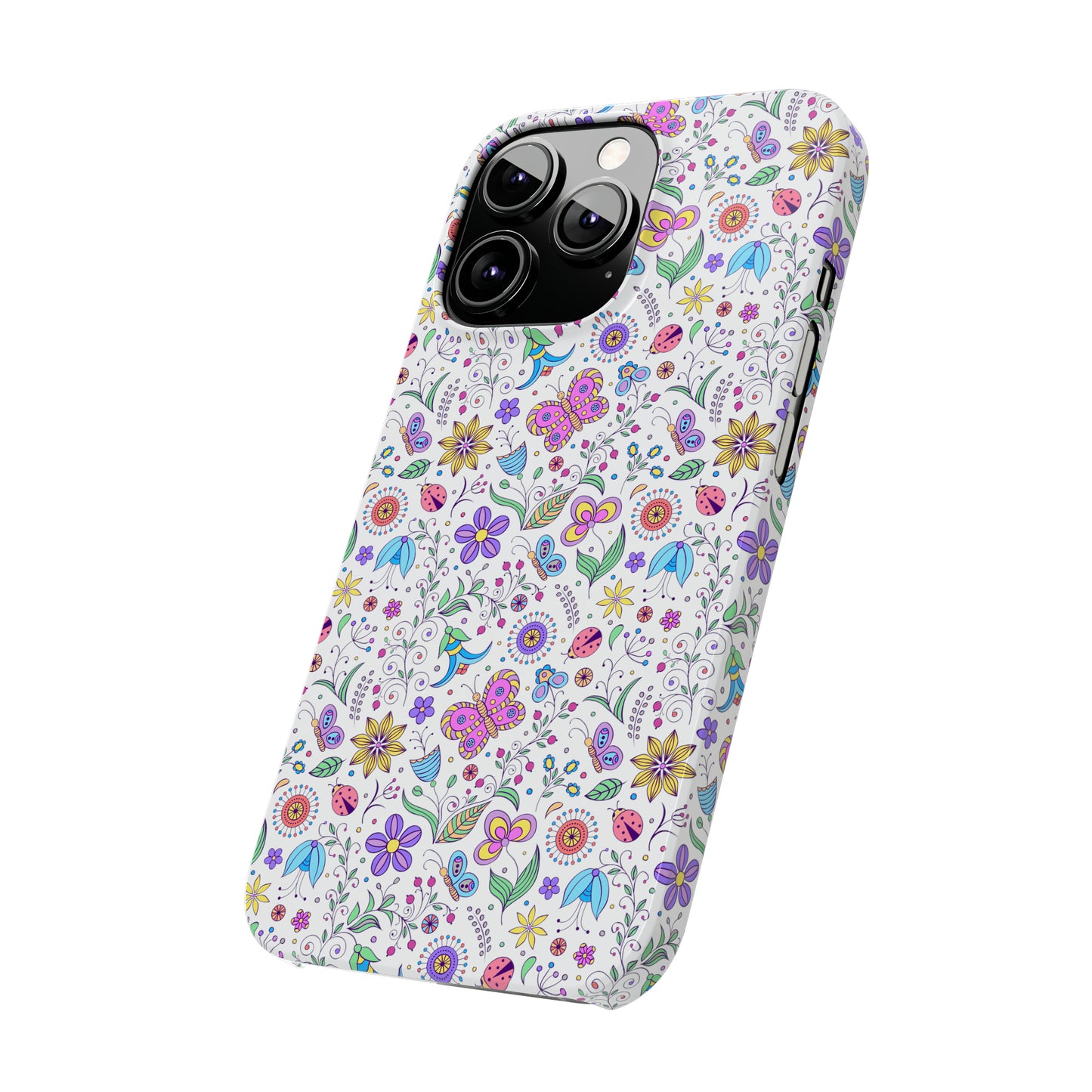 Butterflies and Flowers Iphone 15-12 Slim Phone Case