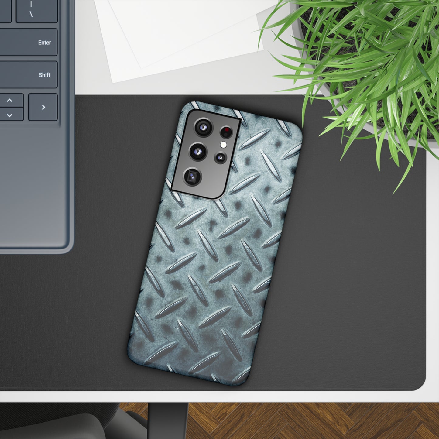 Blue Steel Diamond Plate Design Samsung Slim Cases