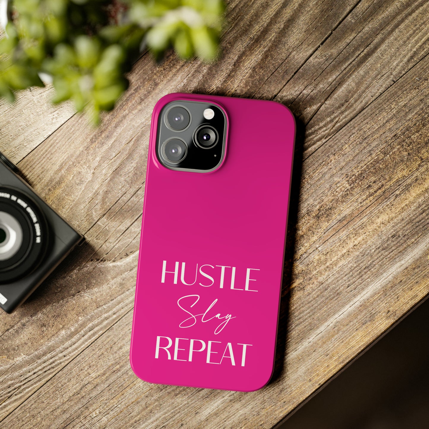 Pink - Hustle Slay Repeat Iphone 15-12 Slim Phone Case