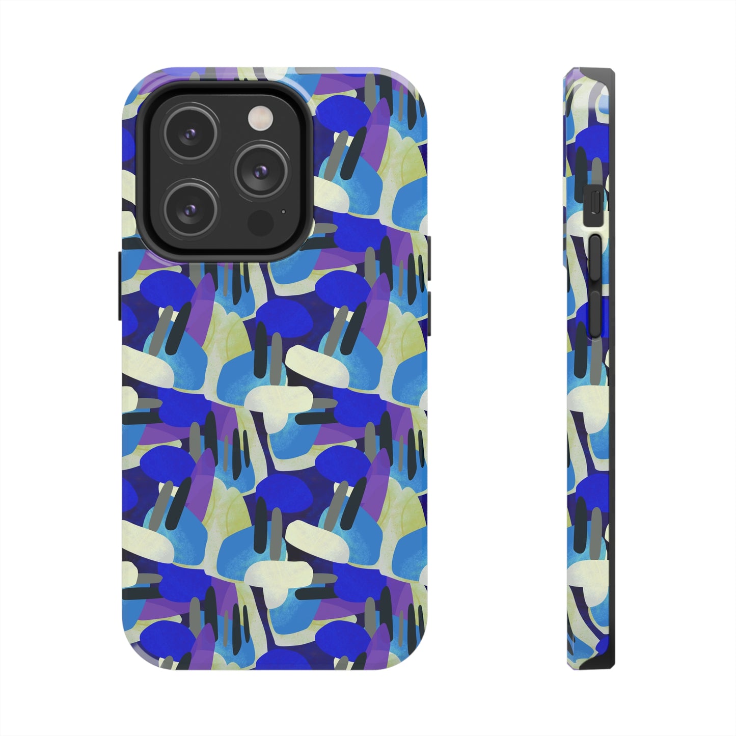 Blue, Purple and Green Abstract Design Iphone Tough Phone Case