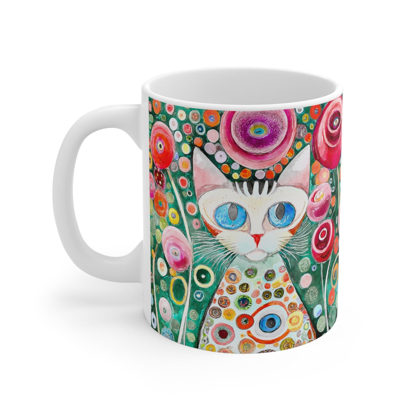 Whimsical Cat in Style of Klimt  - 11 oz Coffee