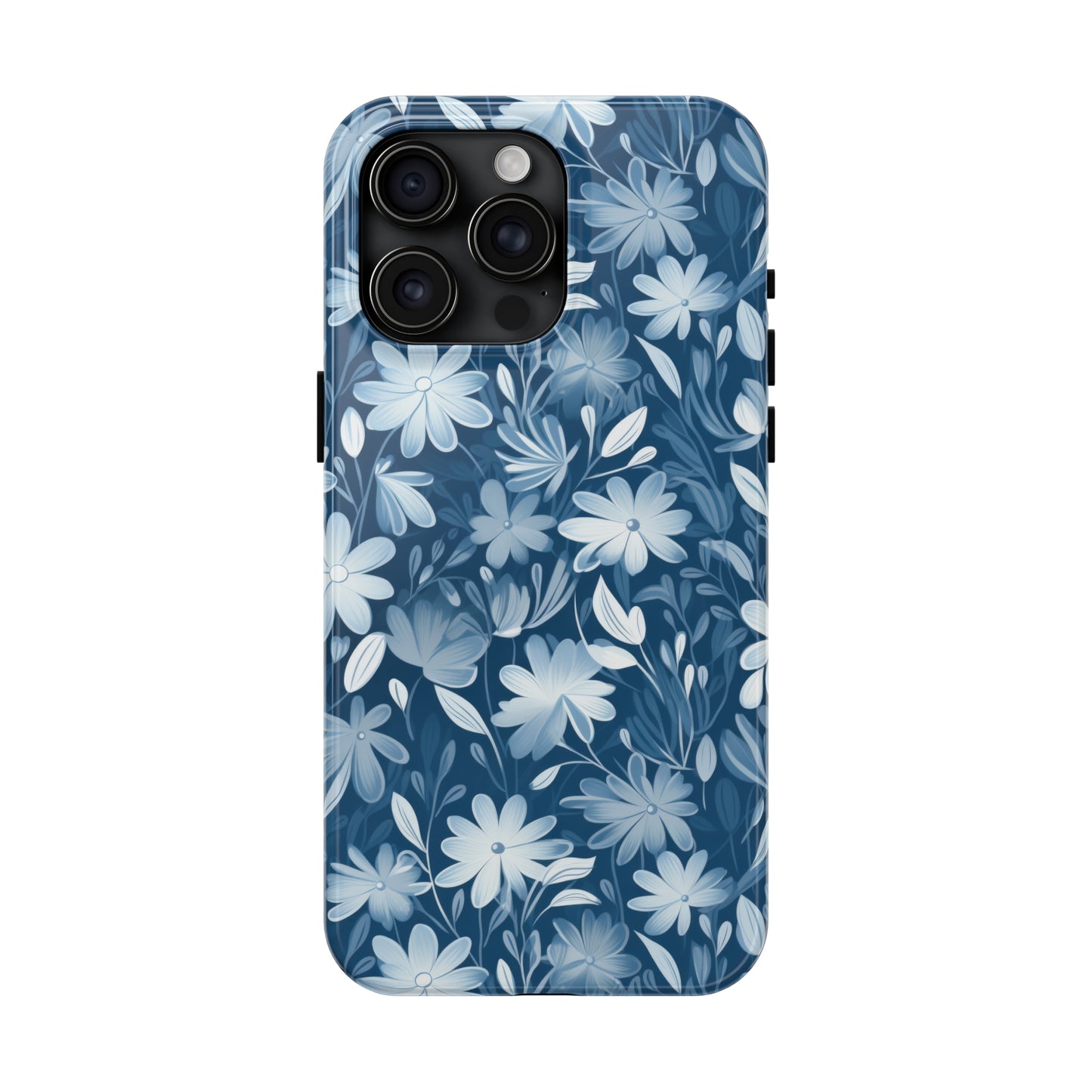 Gentle Elegance: Soft Muted Blue Flower Design Iphone Tough Phone Case