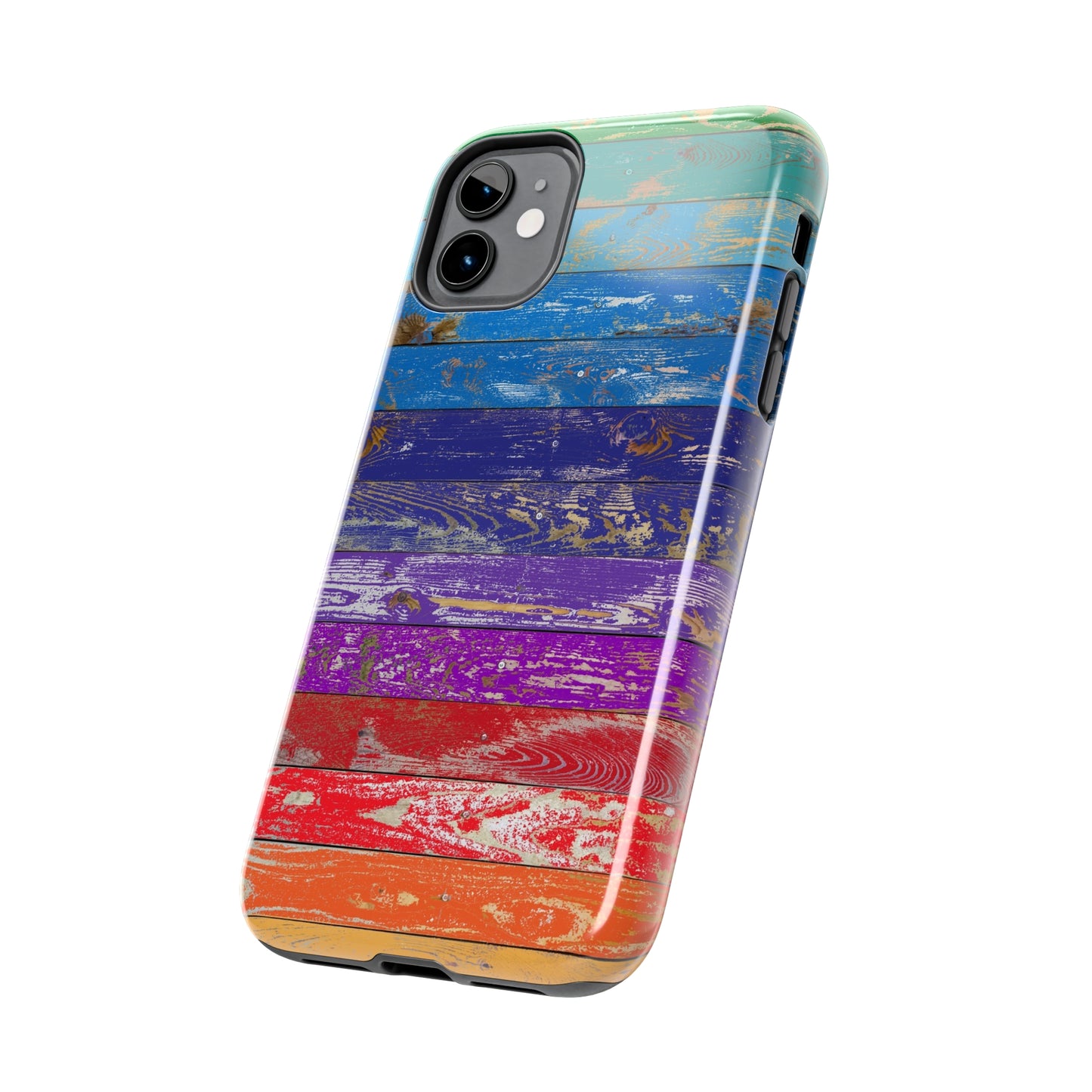 Rainbow Wood Planks Iphone Tough Phone Case