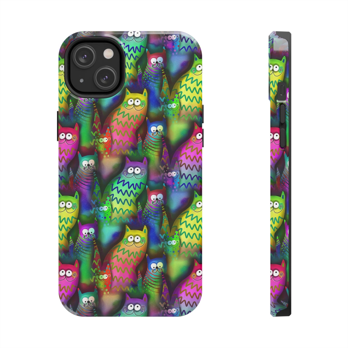 Neon Rainbow Cartoon Cats Iphone Tough Phone Case