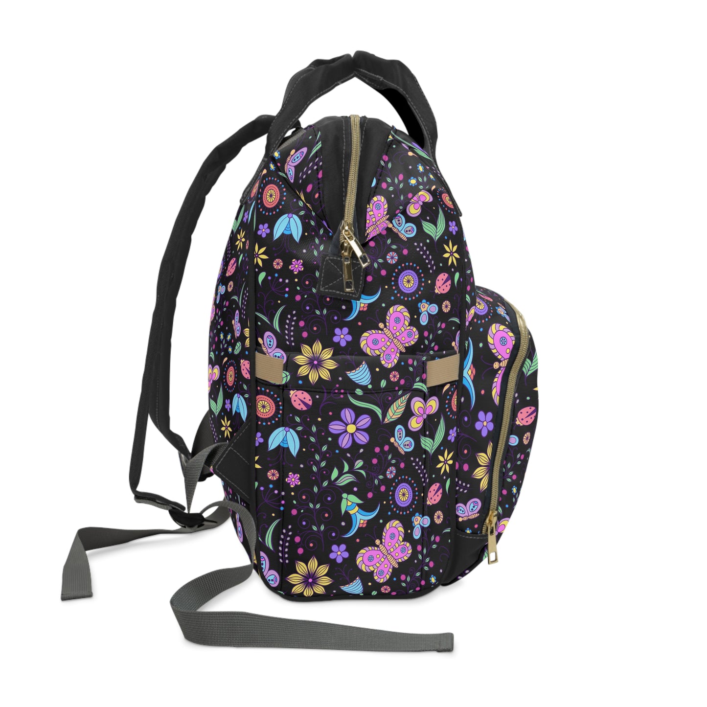 Youthful Whimsy: Kids' Hand-Drawn Butterflies and Flowers Multifunctional Diaper Backpack